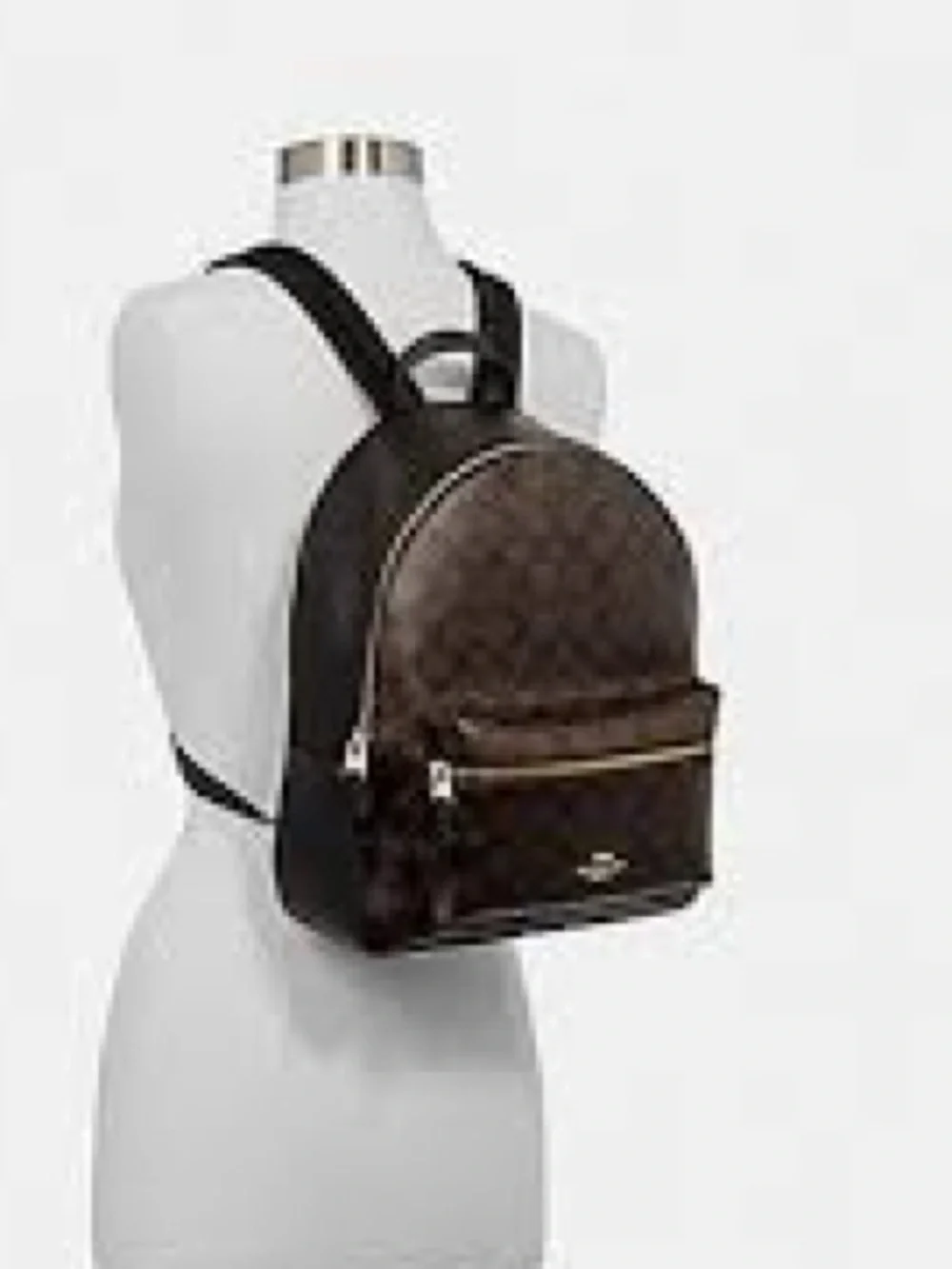 Coach Coated Canvas Signature Charlie Backpack brown canvas leather gold hardwar